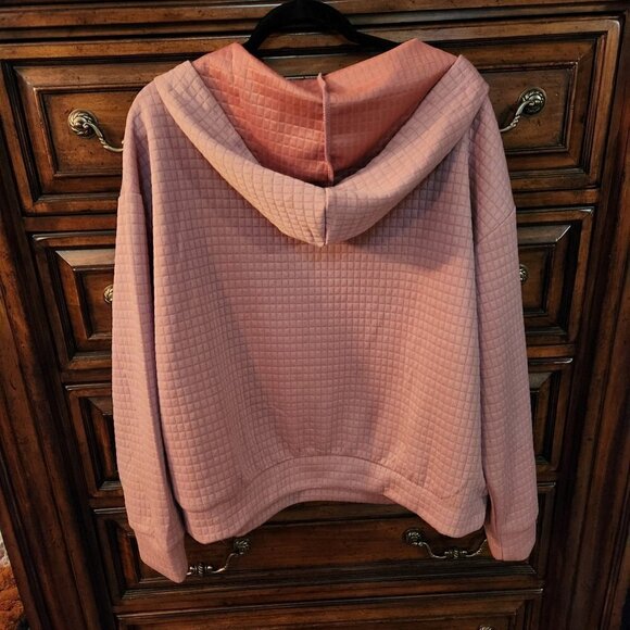 One Step Up Pink Quilted Long Sleeve Hoodie Women's - Picture 2 of 6